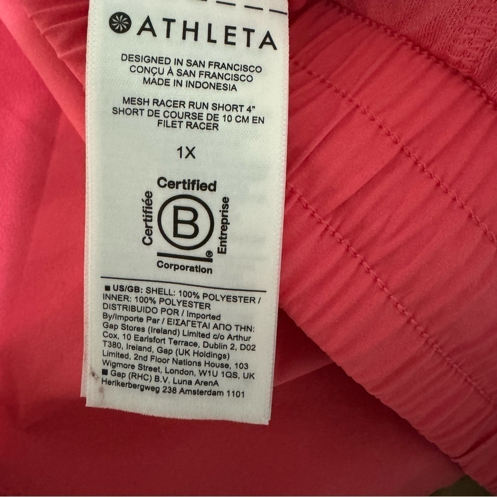 Athleta Mesh Racer Run Shorts 4” in Pink - Size 1X - Picture 10 of 10